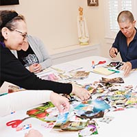 Women making a collage