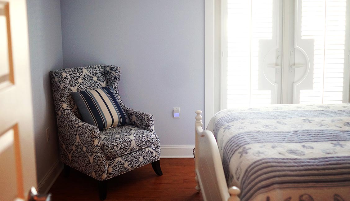 Blue bedroom at Mary's Place by the Sea