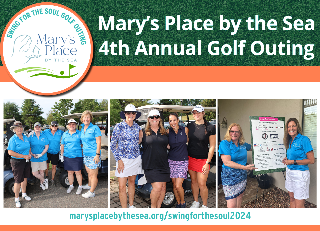 Golfers pose for pictures as they golf in support of the non-profit's mission.